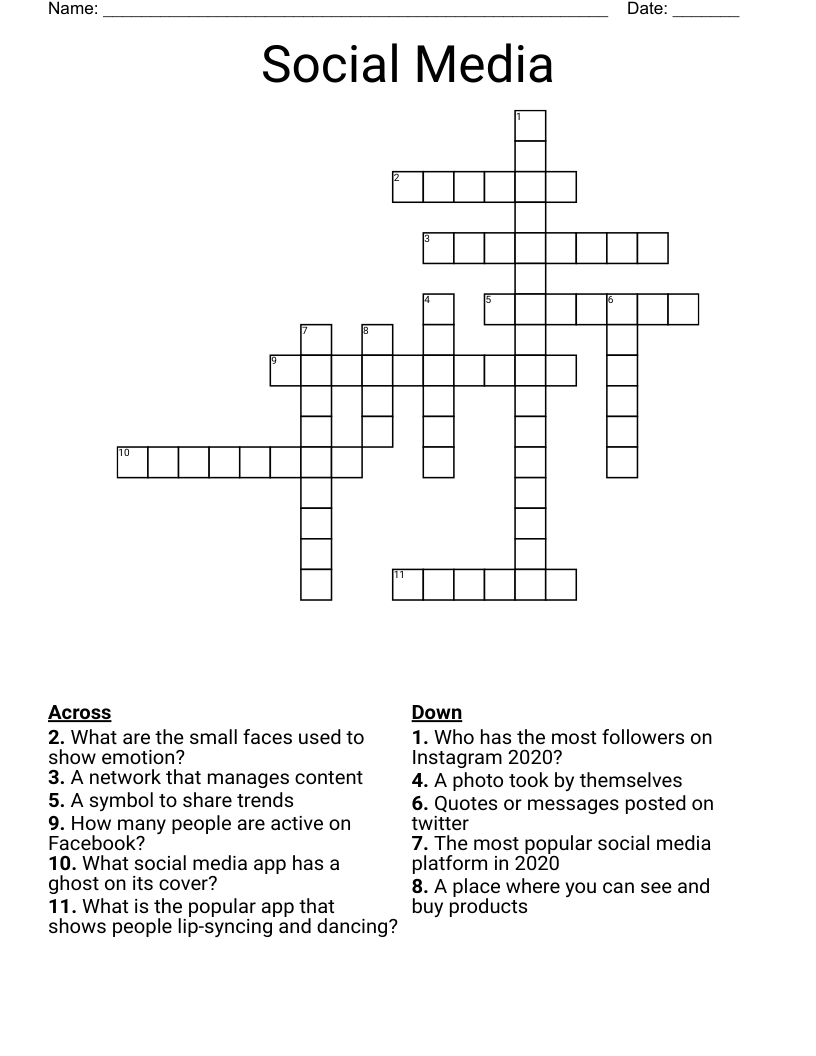 Social Media Crossword