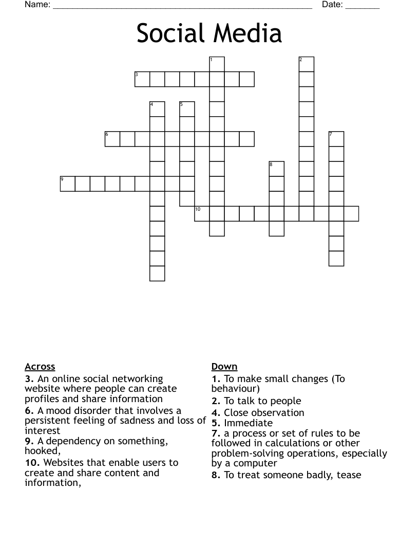 Social Media Crossword