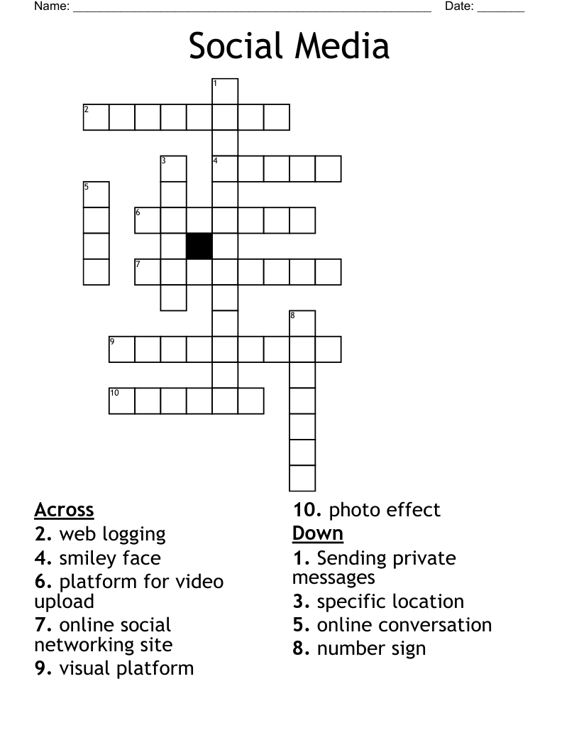 Social Media Crossword