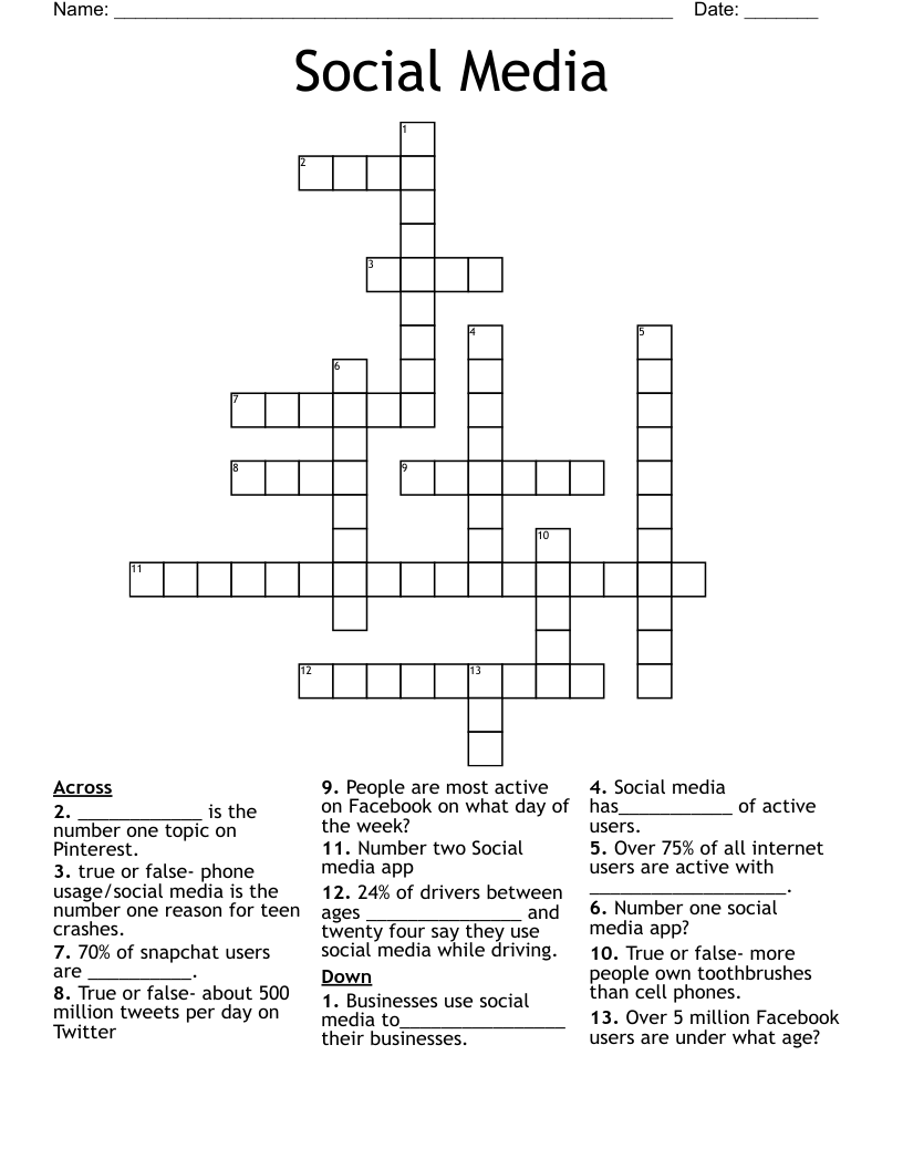 Social Media Crossword