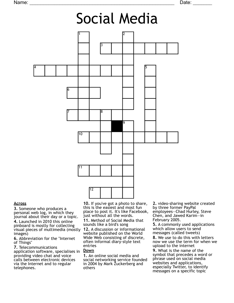 Social Media Crossword