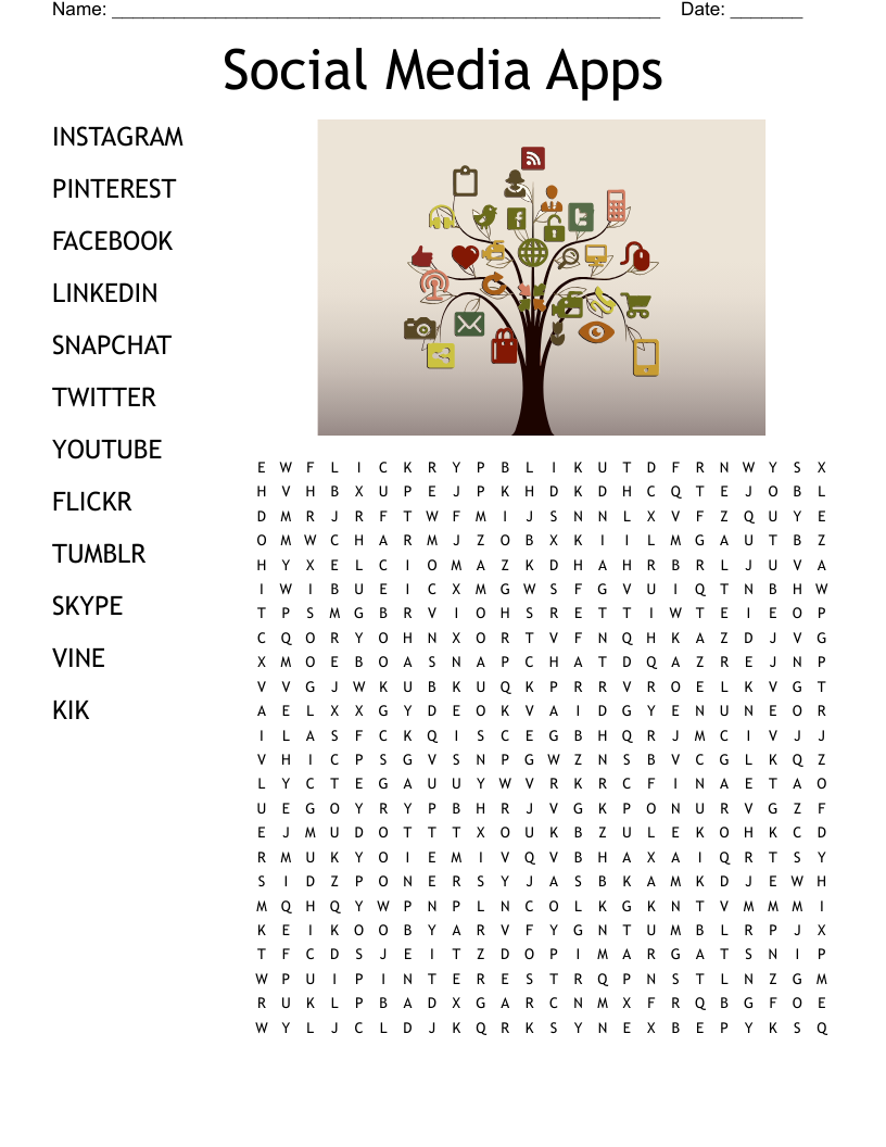 Social Media Apps Word Search