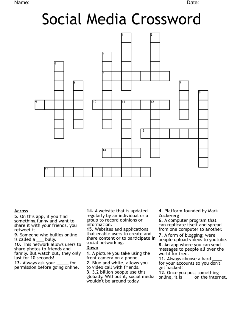 Social Media Crossword