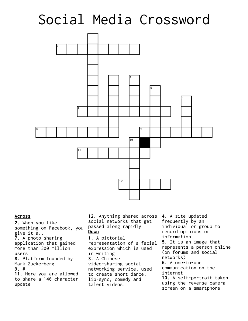 Social Media Crossword