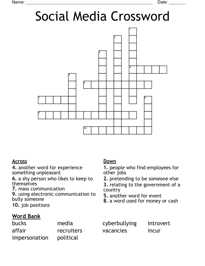 Social Media Crossword