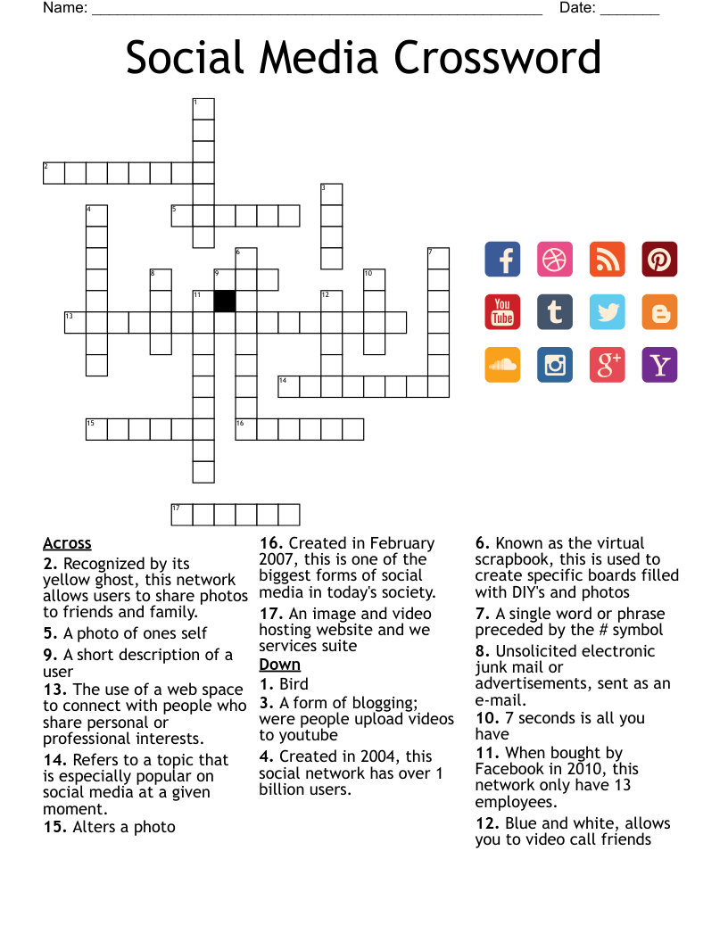 Social Media Crossword