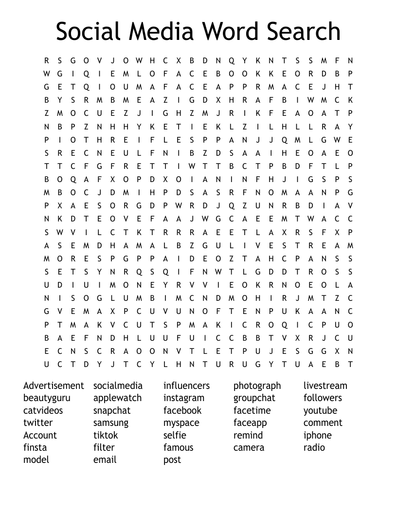 Social Media Word Search