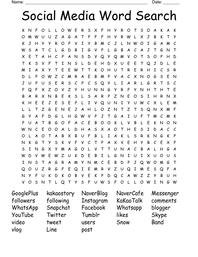Social Media Word Search