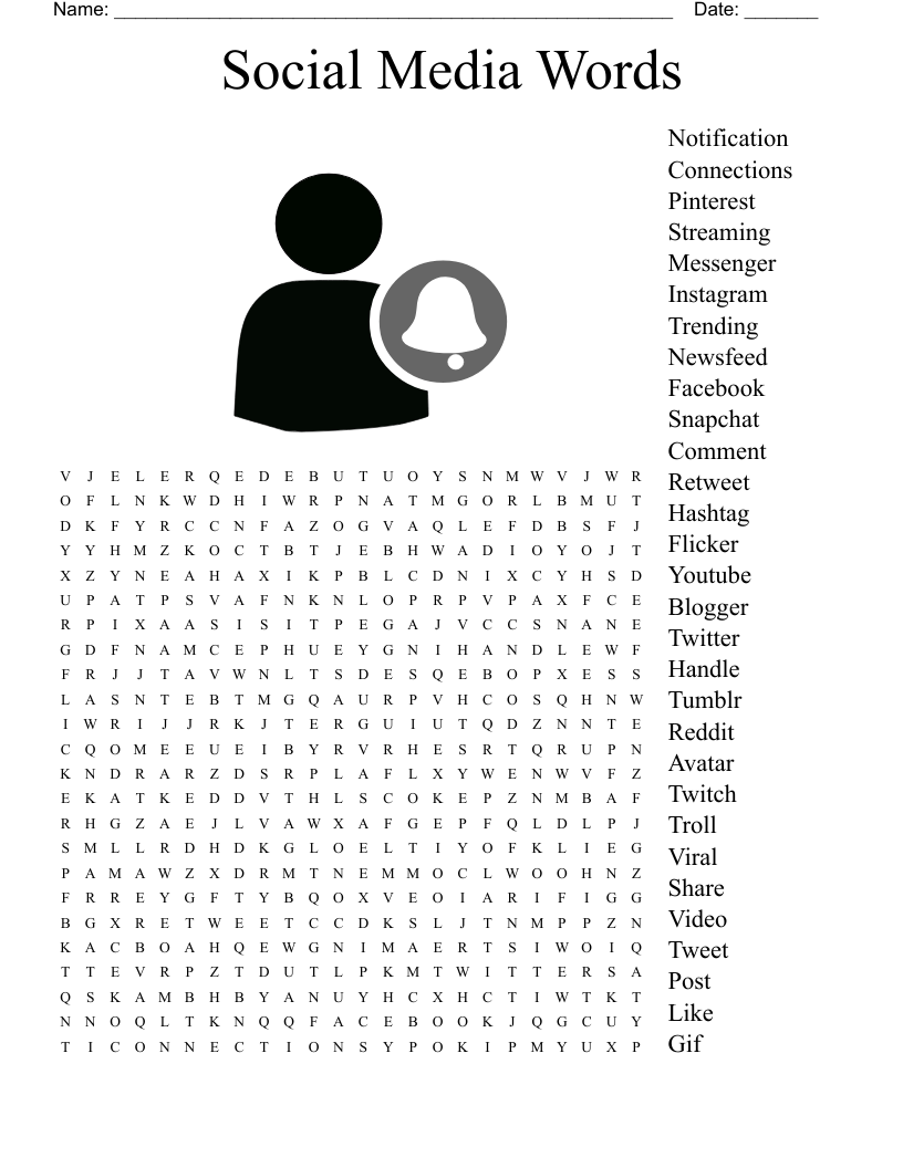 Social Media Words Word Search