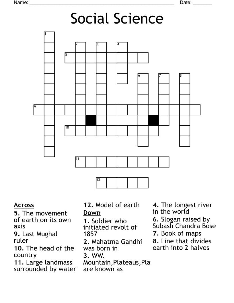 Social Science Crossword