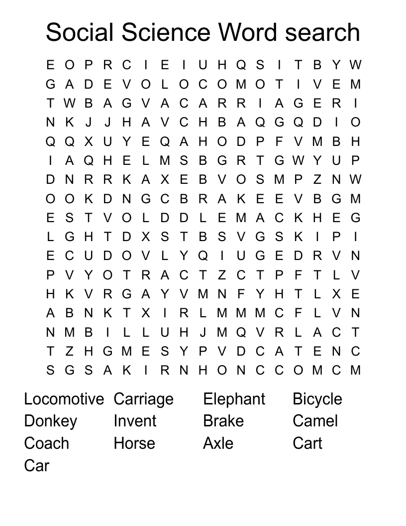 Social Science Word search 