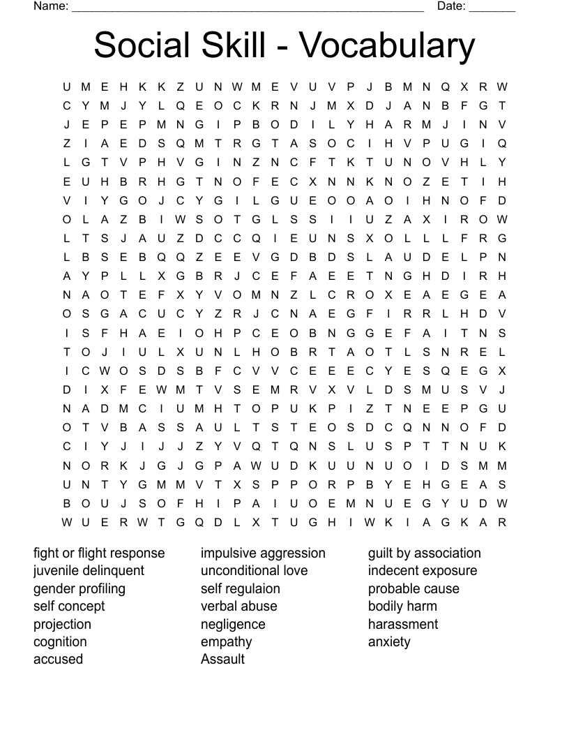 Social Skill - Vocabulary Word Search