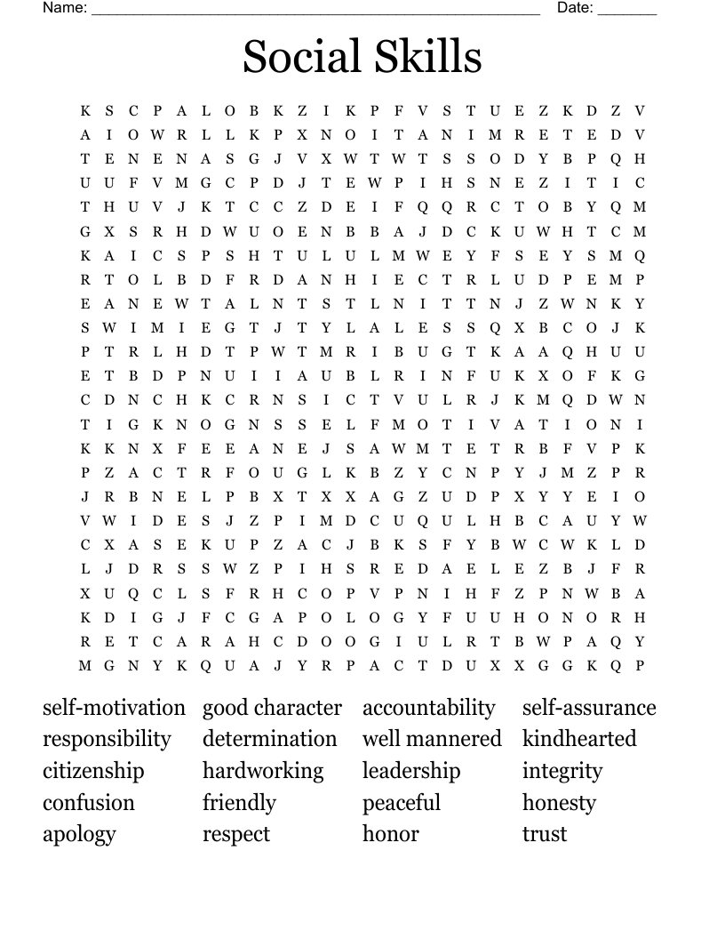 Social Skills  Word Search