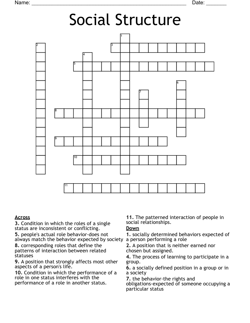 Social Structure Crossword