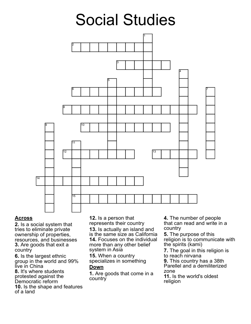 Social Studies Crossword