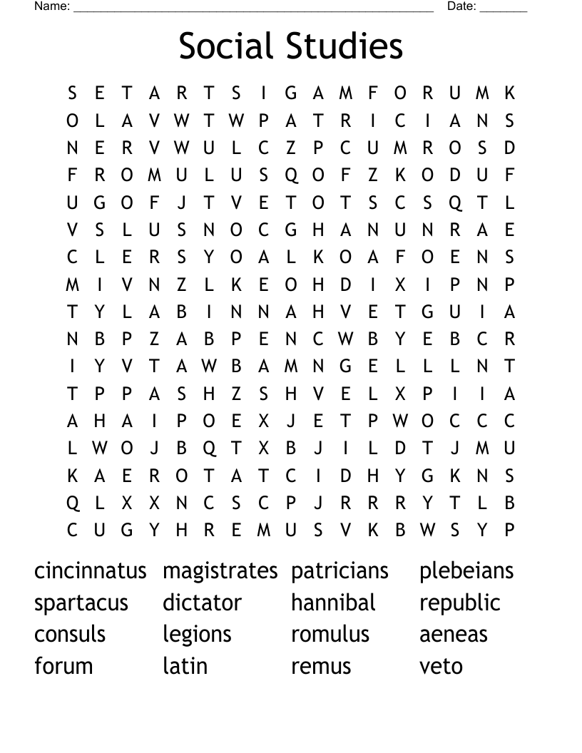 Social Studies Word Search
