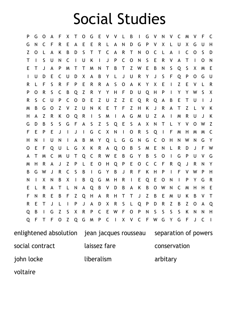Social Studies Word Search