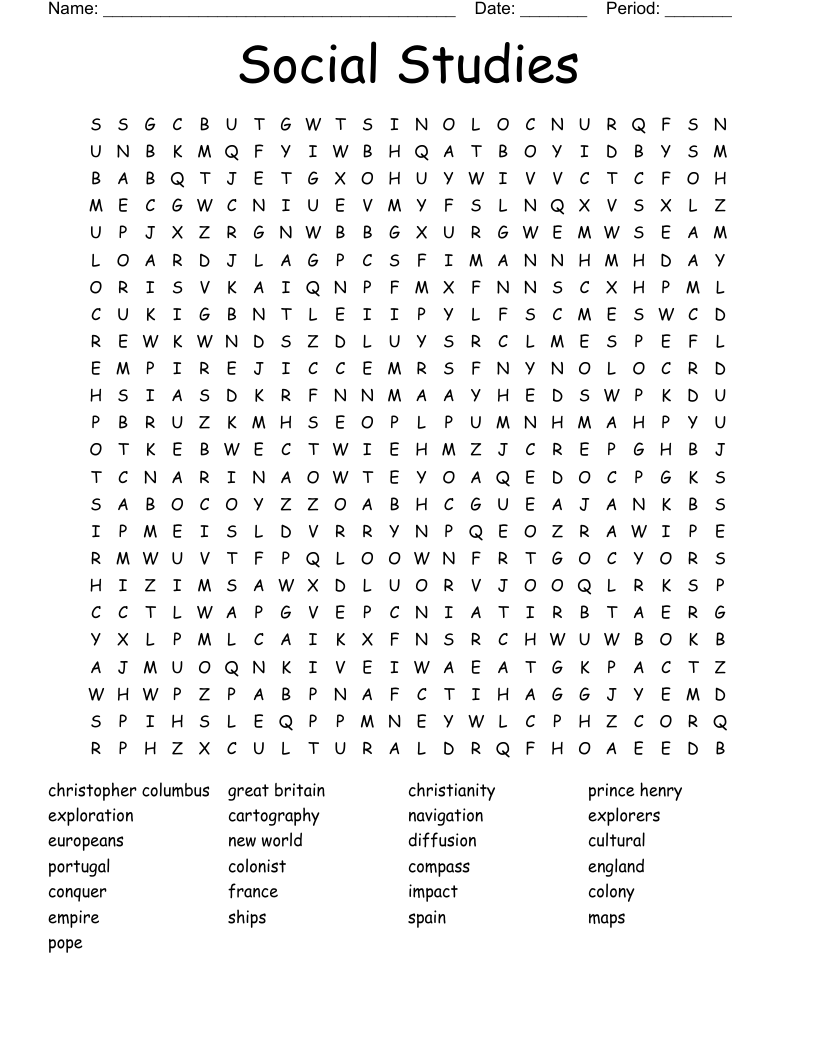 Social Studies Word Search