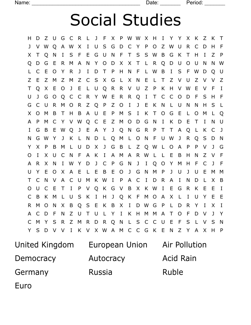 Social Studies Word Search