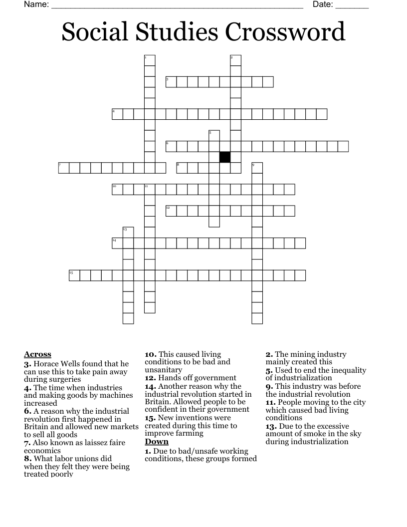 Social Studies Crossword