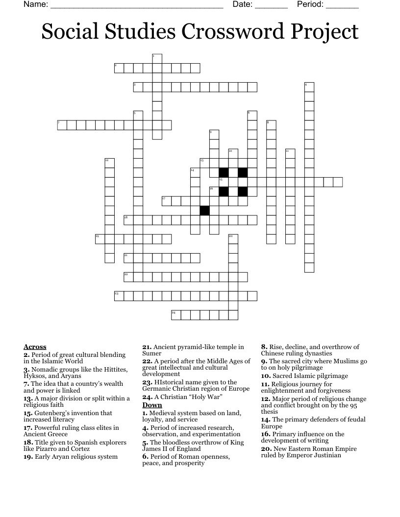 Social Studies Crossword Project