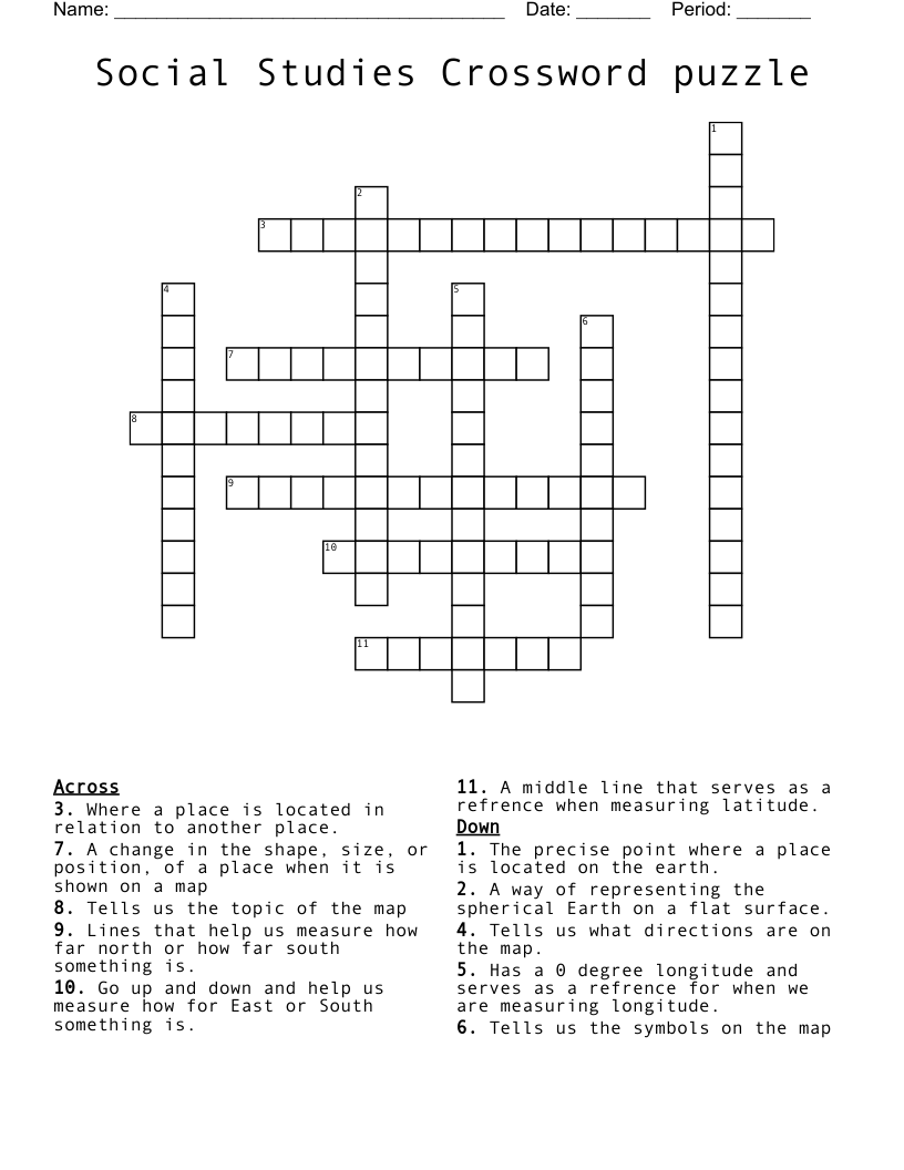 Social Studies Crossword puzzle