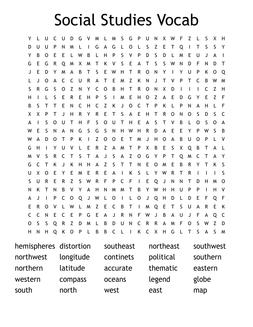 Social Studies Vocab Word Search