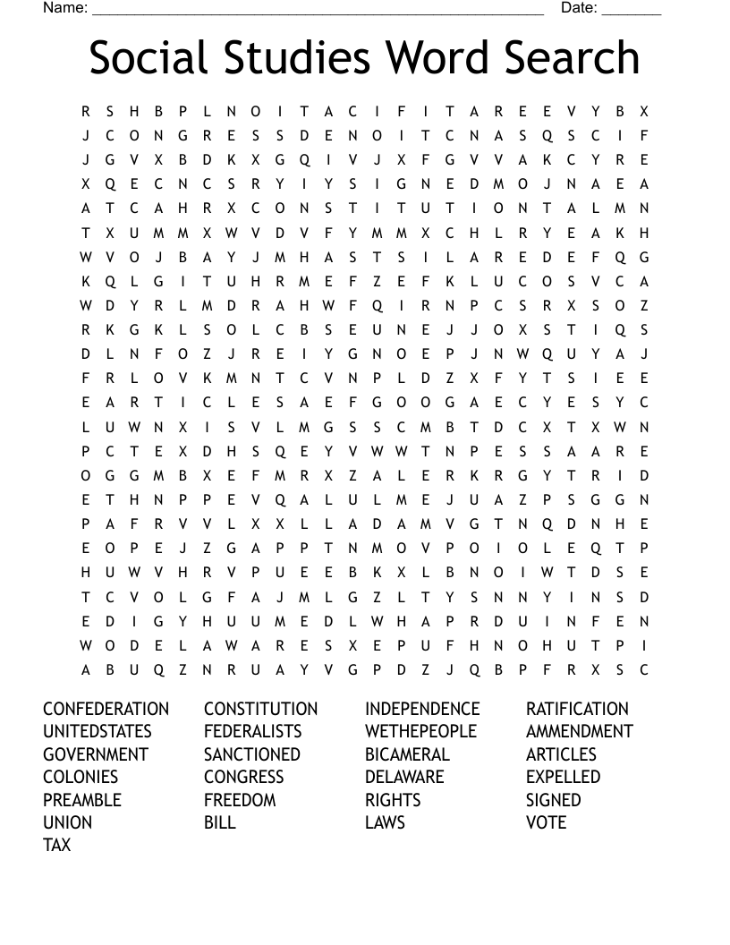 Social Studies Word Search