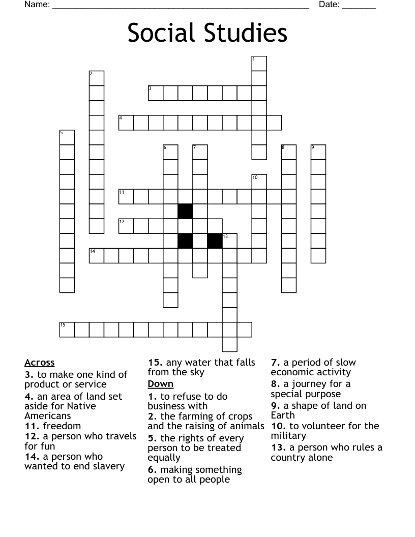 Social Studies  Crossword