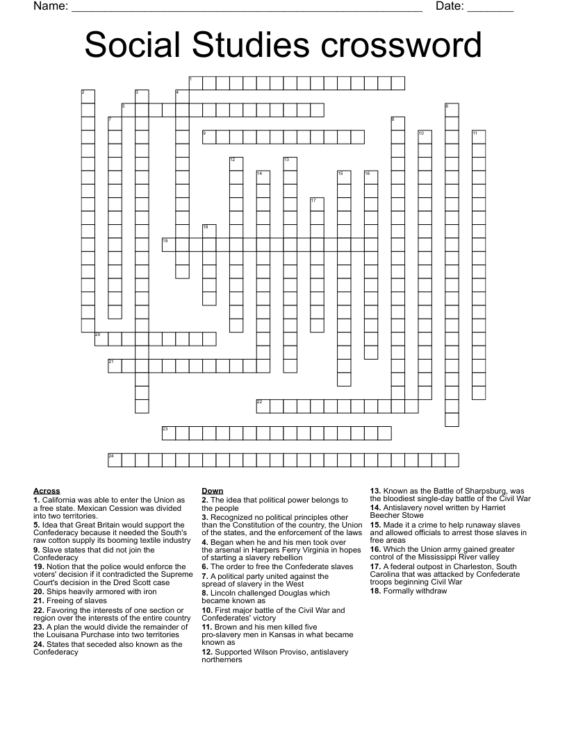 Social Studies crossword