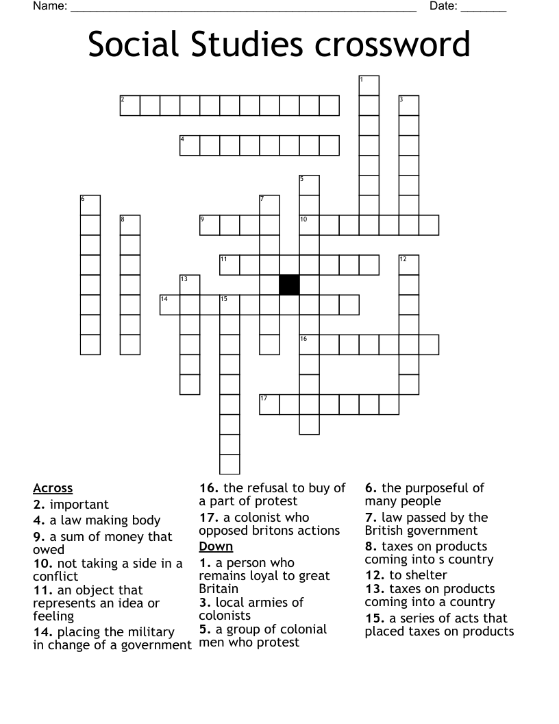 Social Studies crossword 