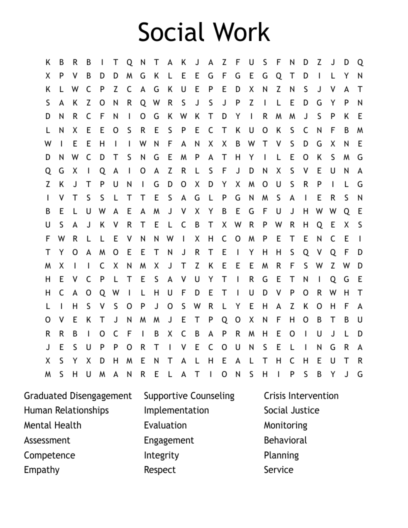 Social Work Word Search