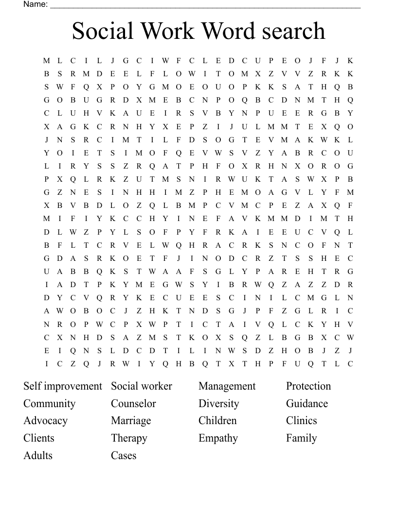 Social Work Word search