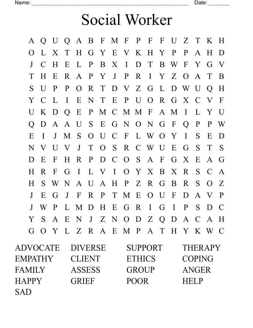 Social Worker Word Search