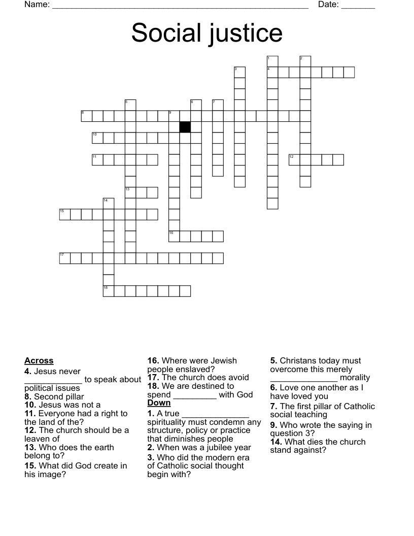Social justice Crossword