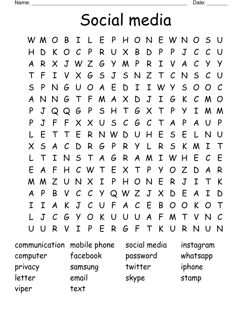 Social media Word Search