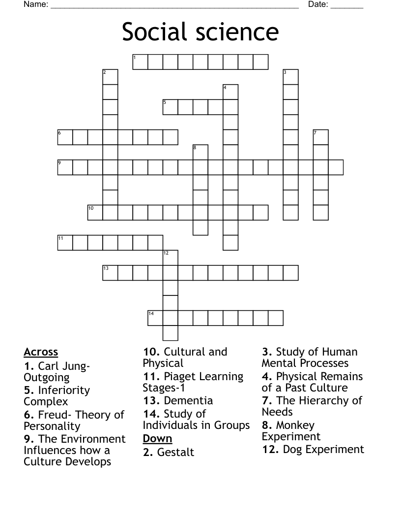Social science Crossword
