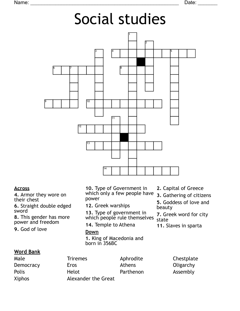 Social studies Crossword