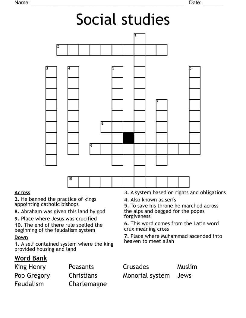 Social studies  Crossword
