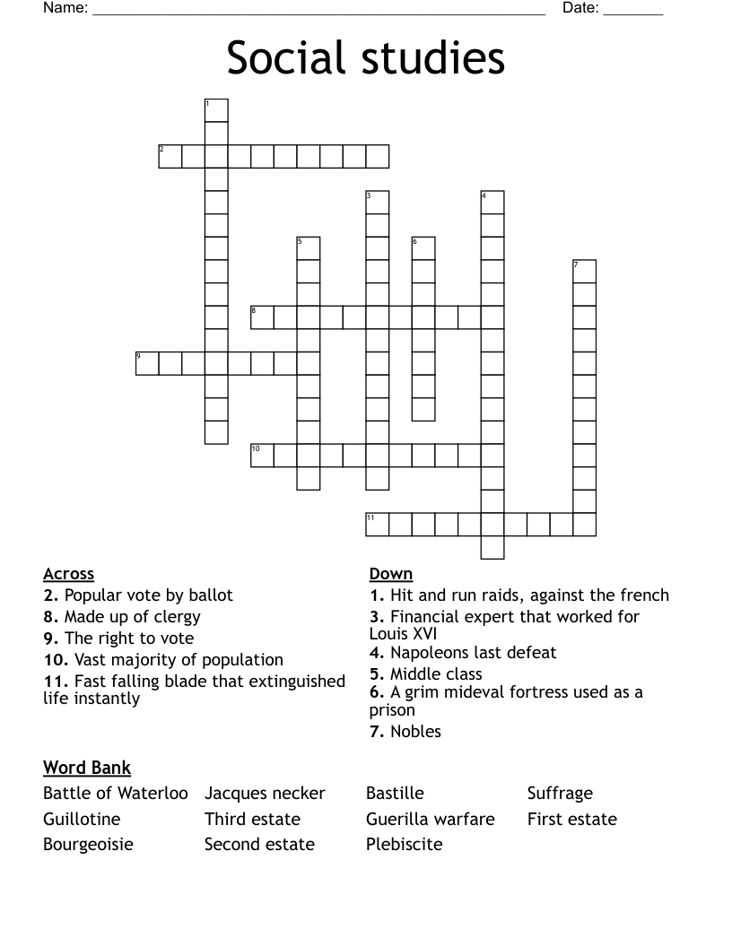 Social studies  Crossword