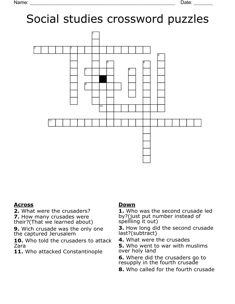 Social studies crossword puzzles 