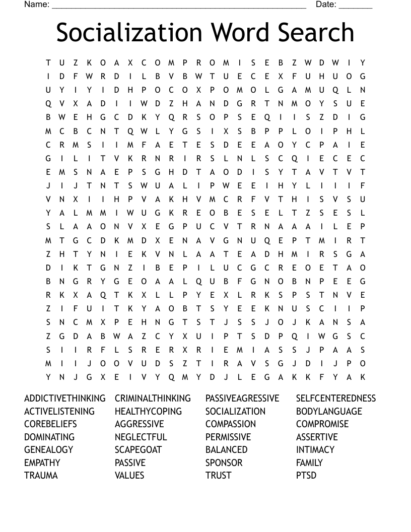 Socialization Word Search