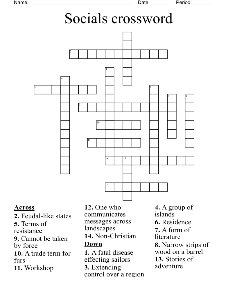 Socials crossword