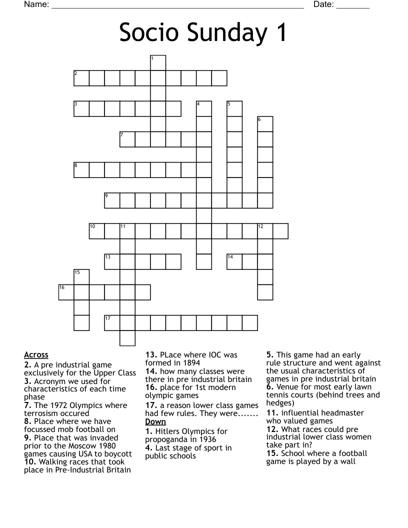 Socio Sunday 1 Crossword