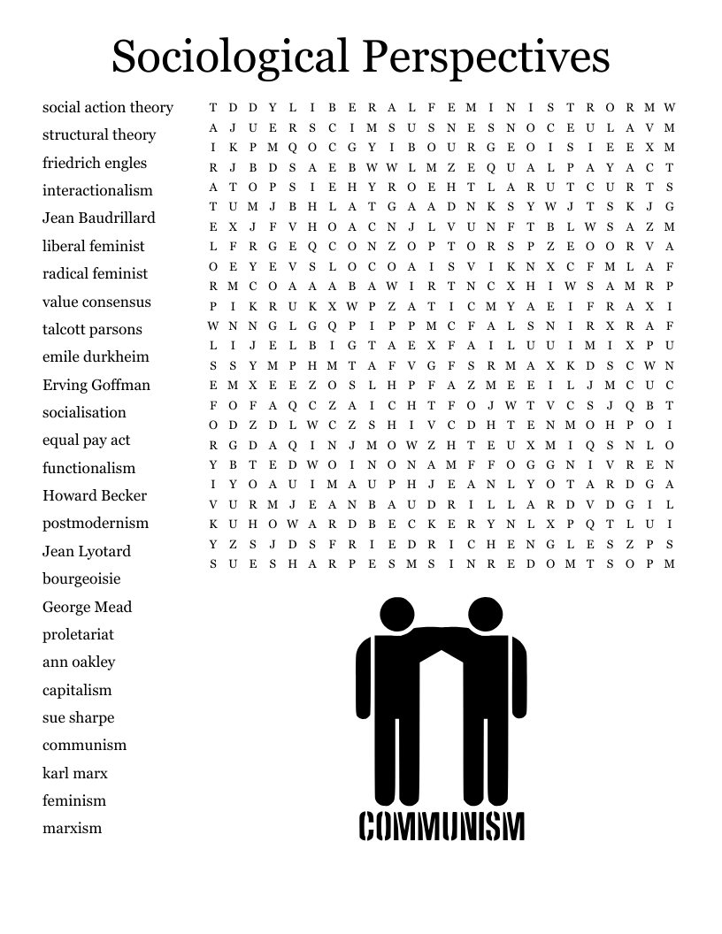 Sociological Perspectives Word Search