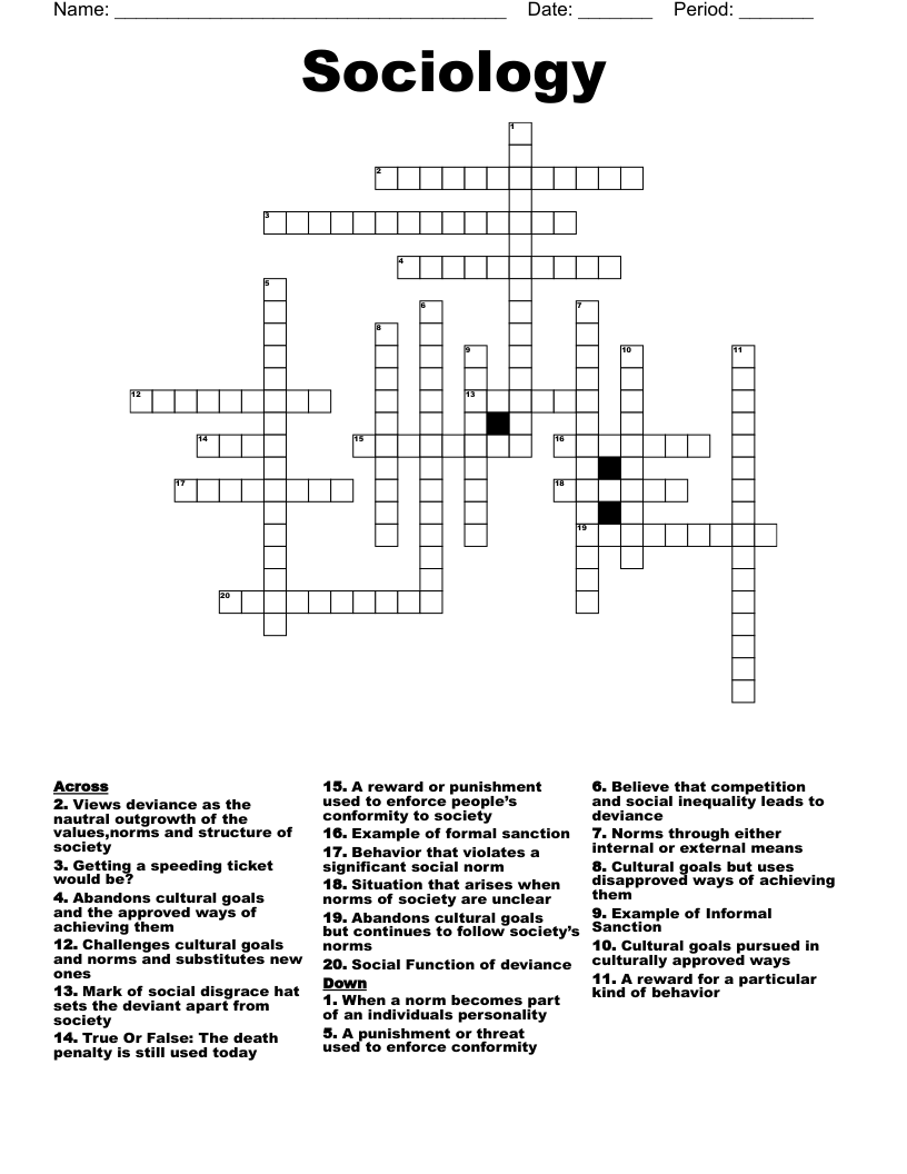 Sociology Crossword