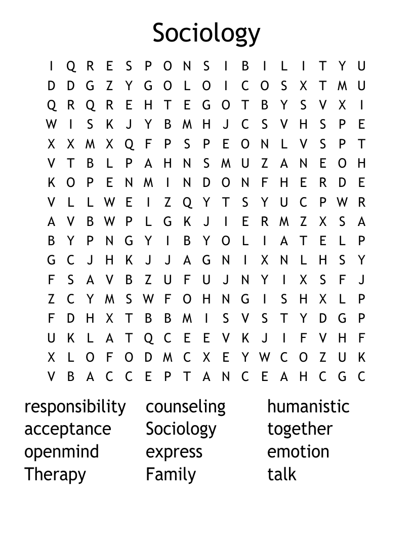 Sociology Word Search