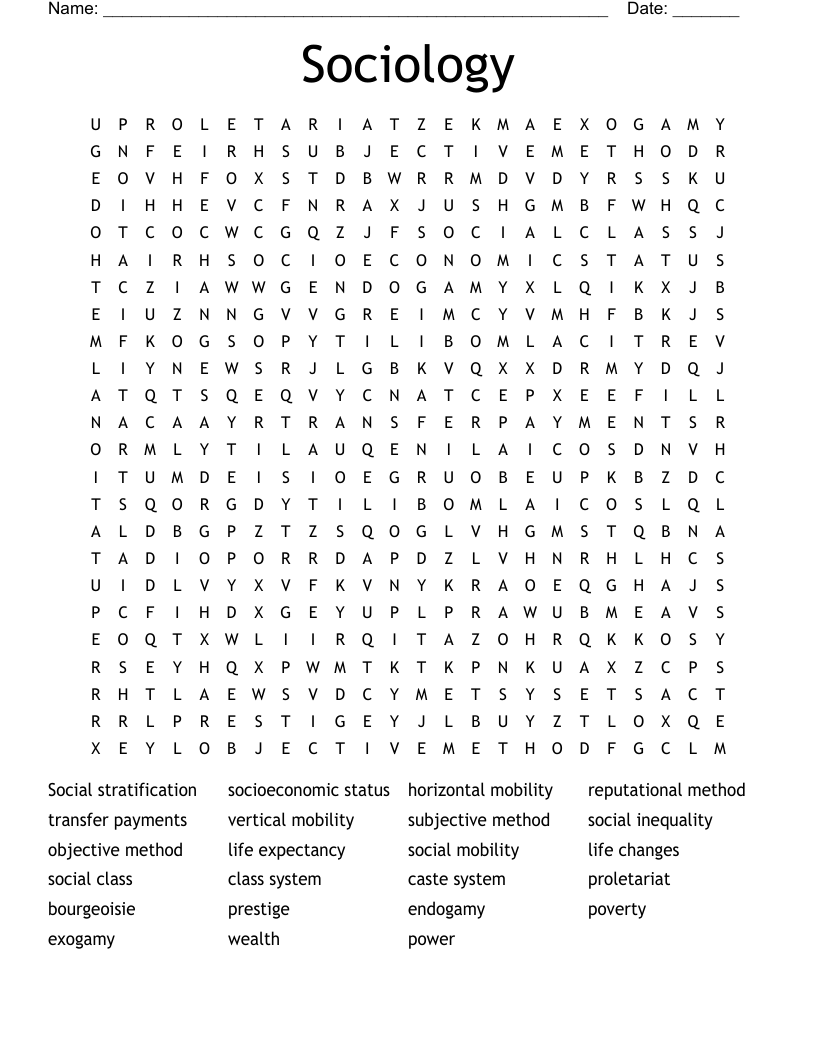 Sociology Word Search