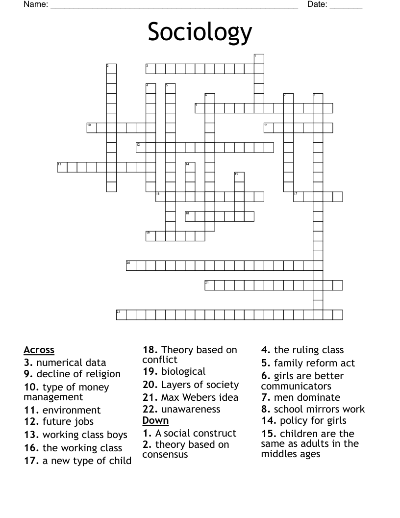 Sociology Crossword
