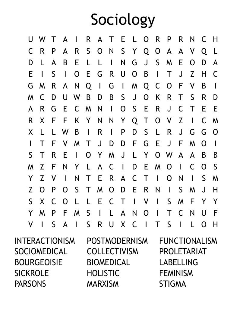 Sociology Word Search